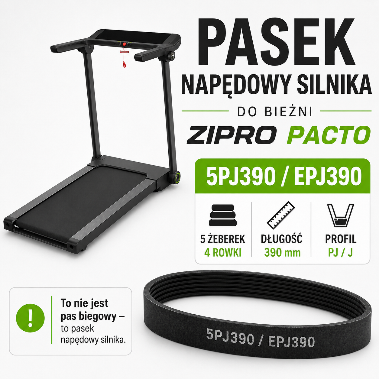 Nowy pasek napędowy silnika do bieżni Zipro Pacto Nowy pasek napędowy silnika do bieżni Zipro Pacto