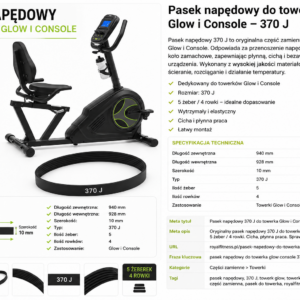 Pasek napędowy 5PJ370 370J do rowerka ZIPRO Glow iConsole