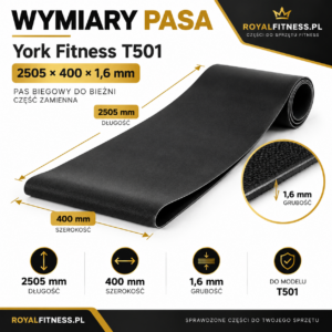 Wymiary pasa biegowego York Fitness T501 2505 × 400 × 1,6 mm