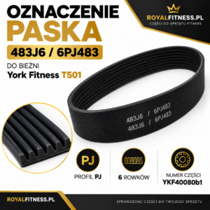 Oznaczenie paska napędowego 483J6 6PJ483 York Fitness T501