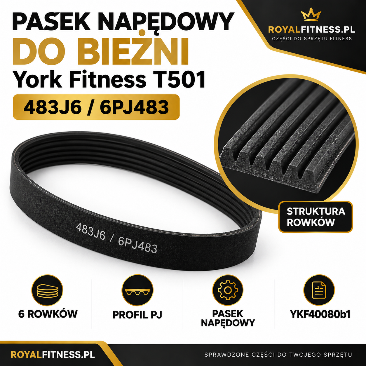 Profil PJ paska napędowego York Fitness T501 Profil PJ i 6 rowków paska napędowego York Fitness T501