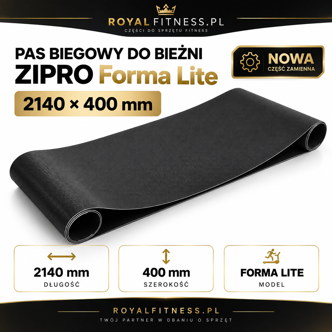 Pas biegowy ZIPRO Forma Lite 2140 × 400 mm Pas biegowy do bieżni ZIPRO Forma Lite 2140 × 400 mm