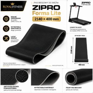 Wymiary pasa biegowego ZIPRO Forma Lite 2140 × 400 mm