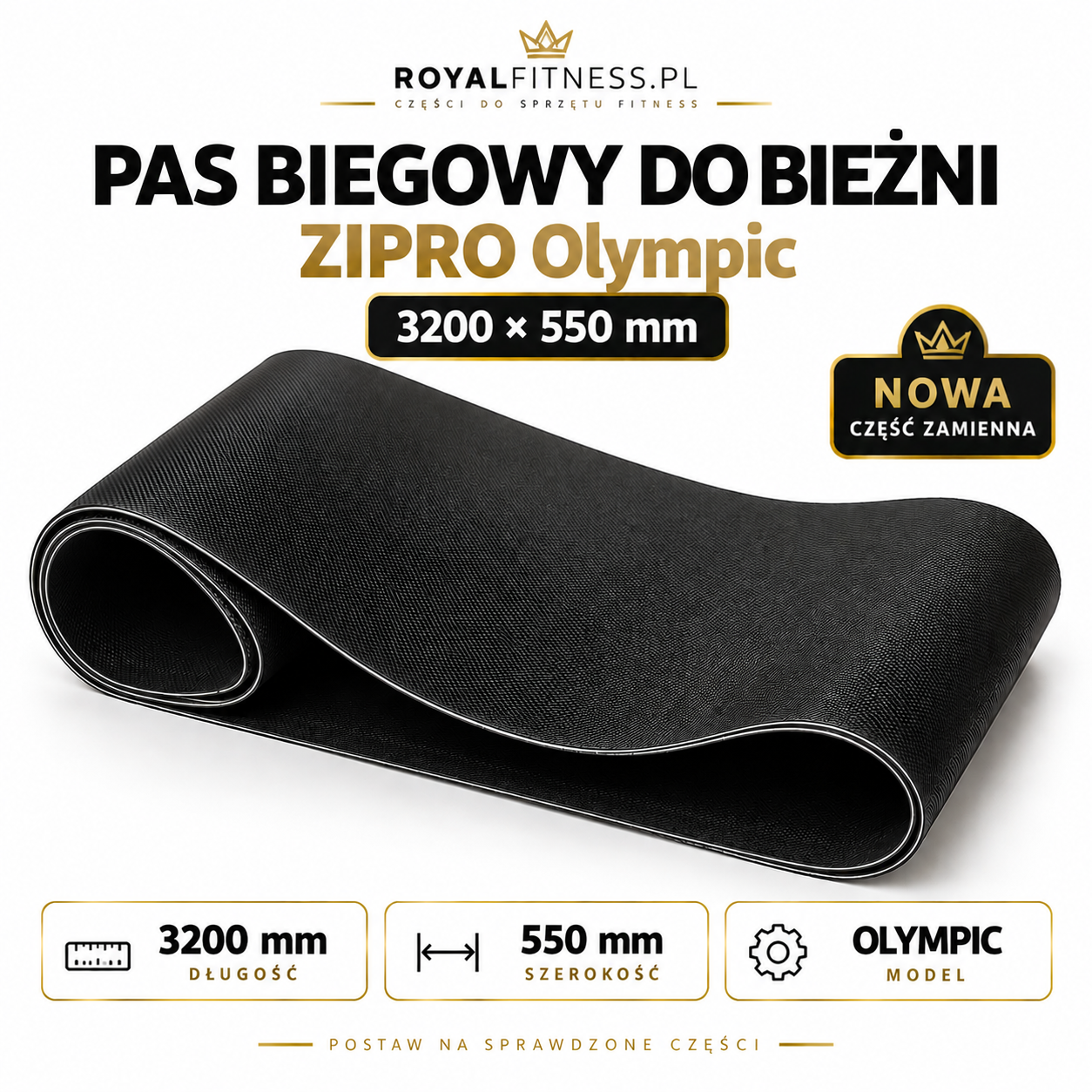 Pas biegowy ZIPRO Olympic 3200 × 550 mm Pas biegowy do bieżni ZIPRO Olympic 3200 × 550 mm