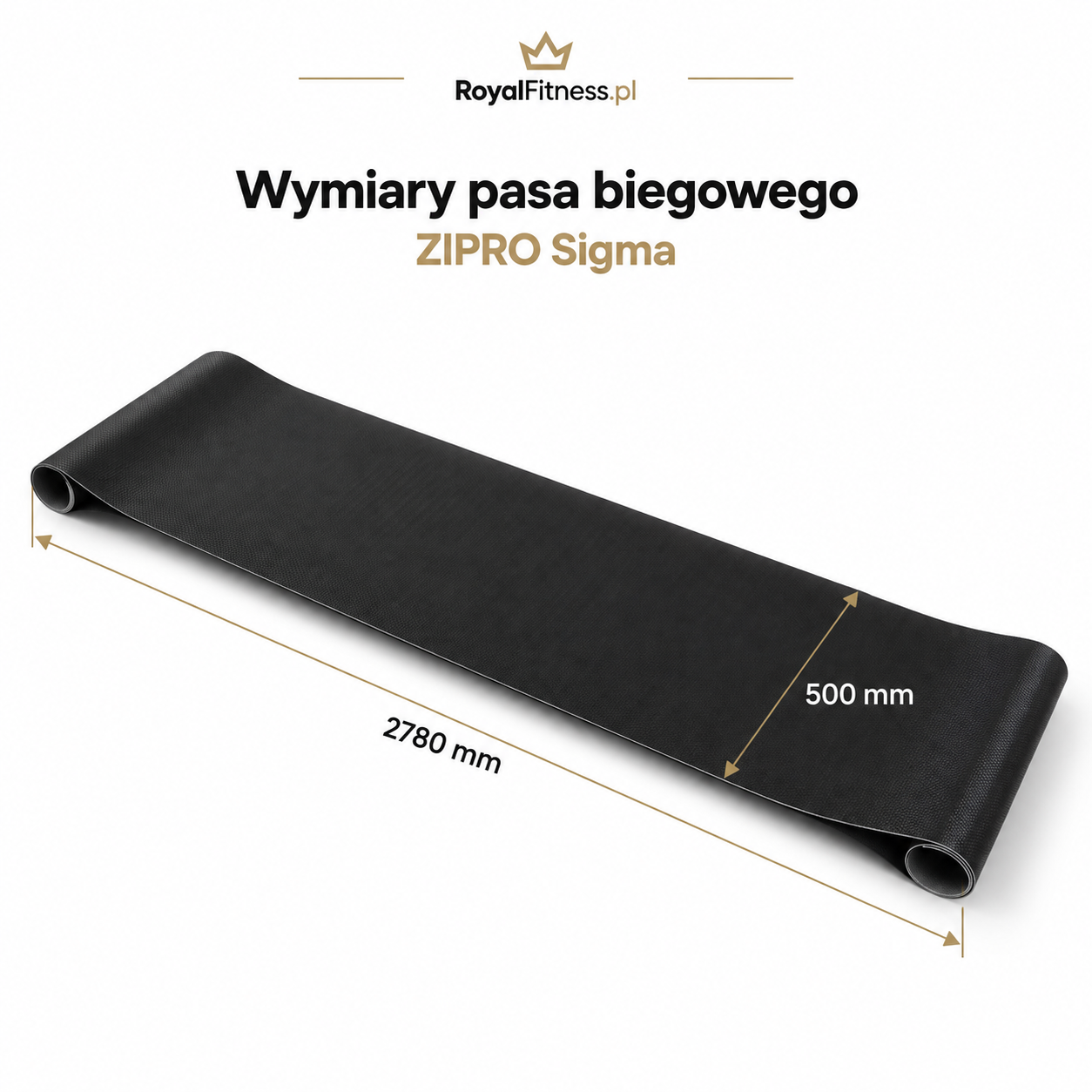 Wymiary pasa ZIPRO Sigma Wymiary pasa biegowego ZIPRO Sigma 2780 × 500 mm
