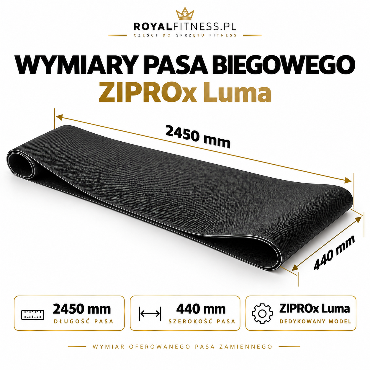 Struktura pasa biegowego ZIPRO Luma Struktura powierzchni pasa biegowego ZIPRO Luma