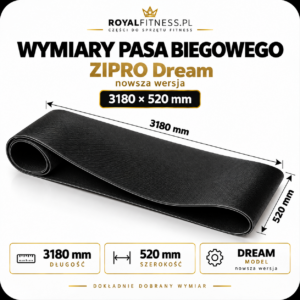Wymiary pasa biegowego ZIPRO Dream – 3180 × 520 mm