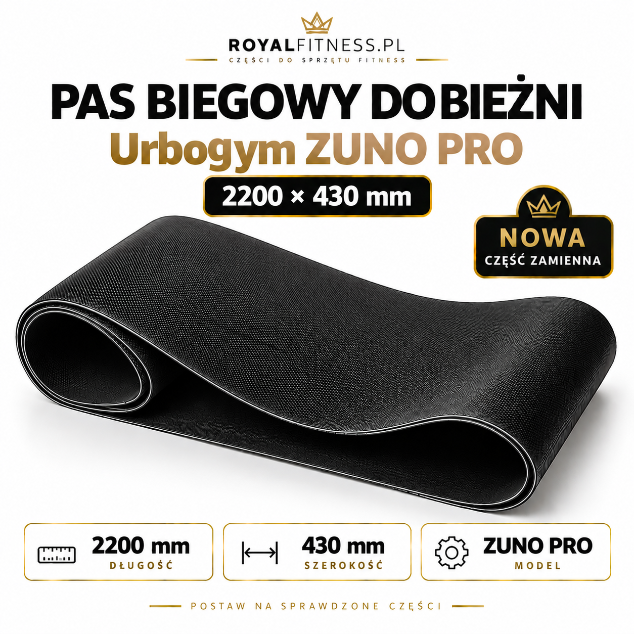 Pas biegowy Urbogym ZUNO PRO 2200 × 430 mm Pas biegowy do bieżni Urbogym ZUNO PRO 2200 × 430 mm