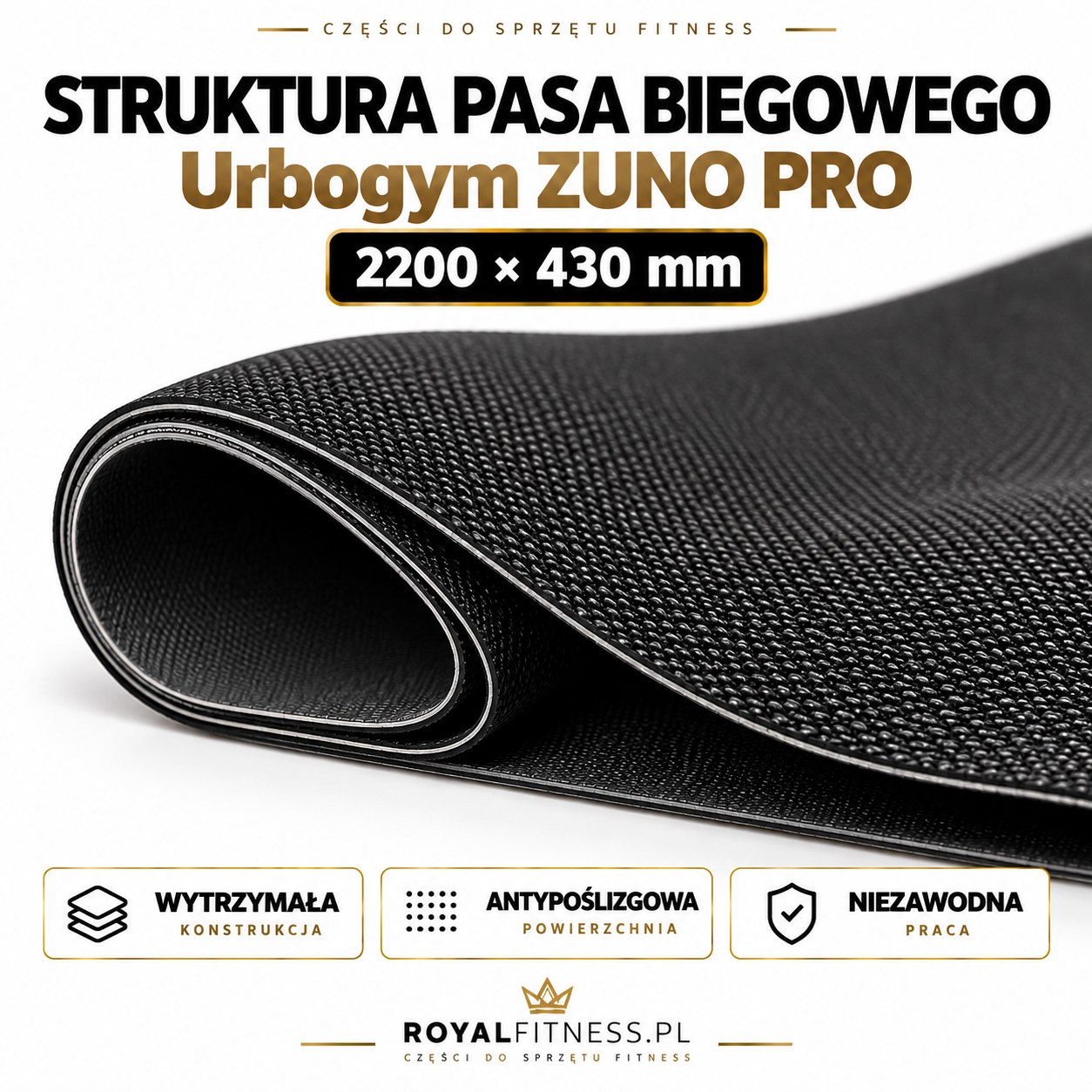 Struktura pasa biegowego Urbogym ZUNO PRO Struktura powierzchni pasa biegowego Urbogym ZUNO PRO
