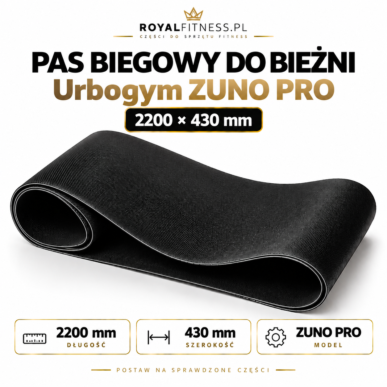 Pełny pas biegowy Urbogym ZUNO PRO Pełny pas biegowy do Urbogym ZUNO PRO 2200 × 430 mm