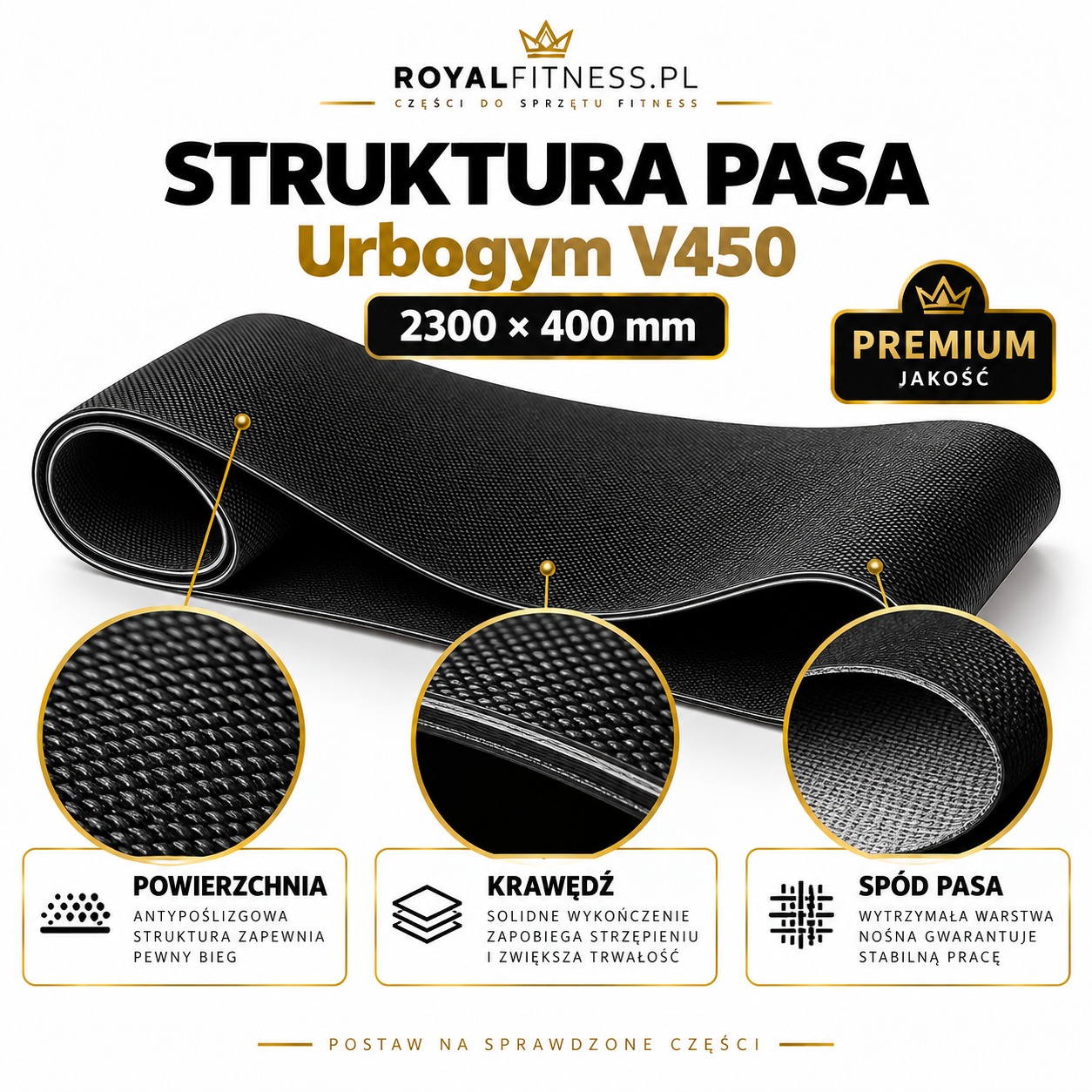 Struktura pasa biegowego Urbogym V450 Struktura powierzchni pasa biegowego Urbogym V450