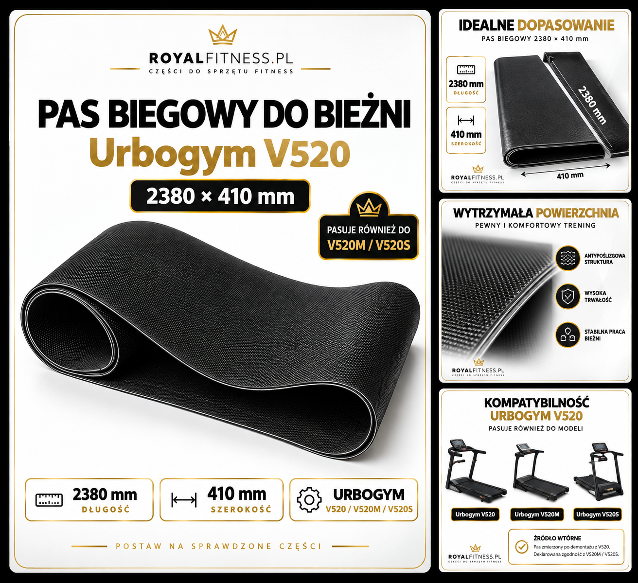 Pas biegowy Urbogym V520 2380 × 410 mm Pas biegowy do bieżni Urbogym V520 2380 × 410 mm