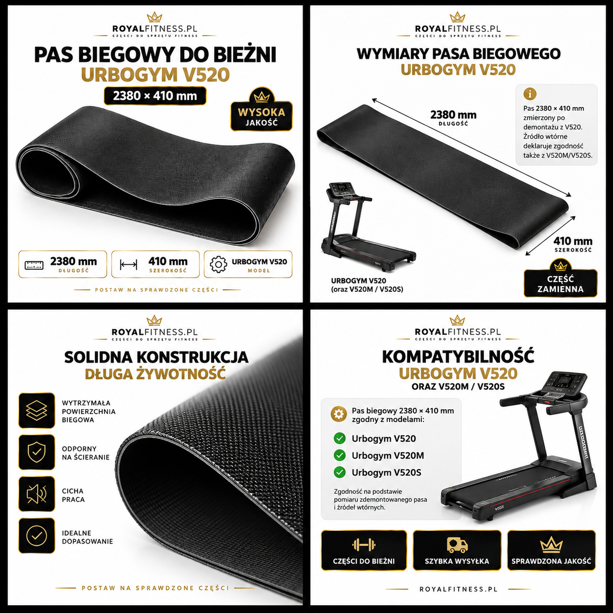 Struktura pasa biegowego Urbogym V520 Powierzchnia pasa biegowego do Urbogym V520