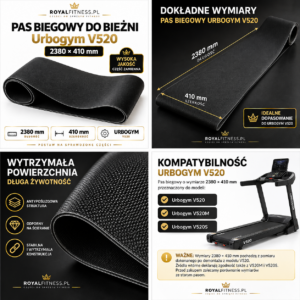 Pas biegowy Urbogym V520 2380 × 410 mm – kompatybilność V520M V520S
