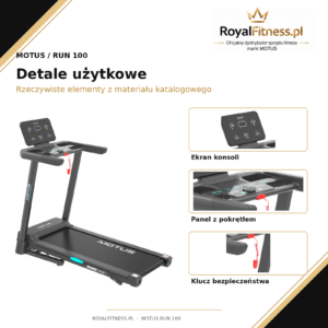 Bieżnia MOTUS RUN 100 — detale użytkowe
