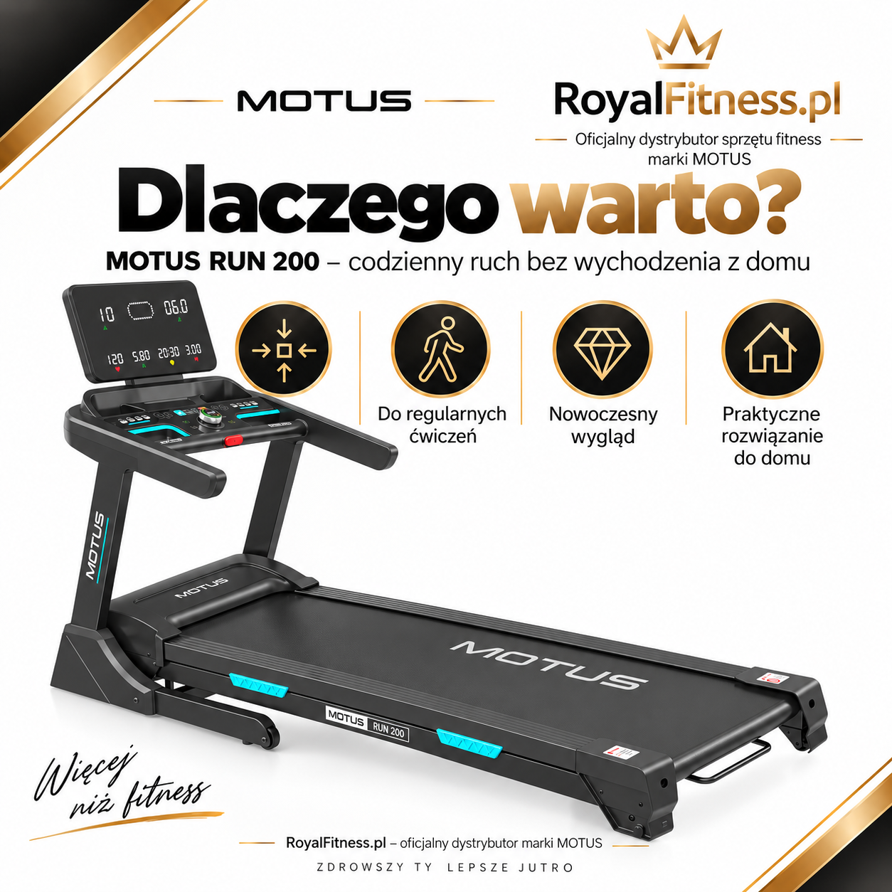 MOTUS RUN 200 – zdjęcie katalogowe Bieżnia elektryczna MOTUS RUN 200 na zdjęciu katalogowym firmy