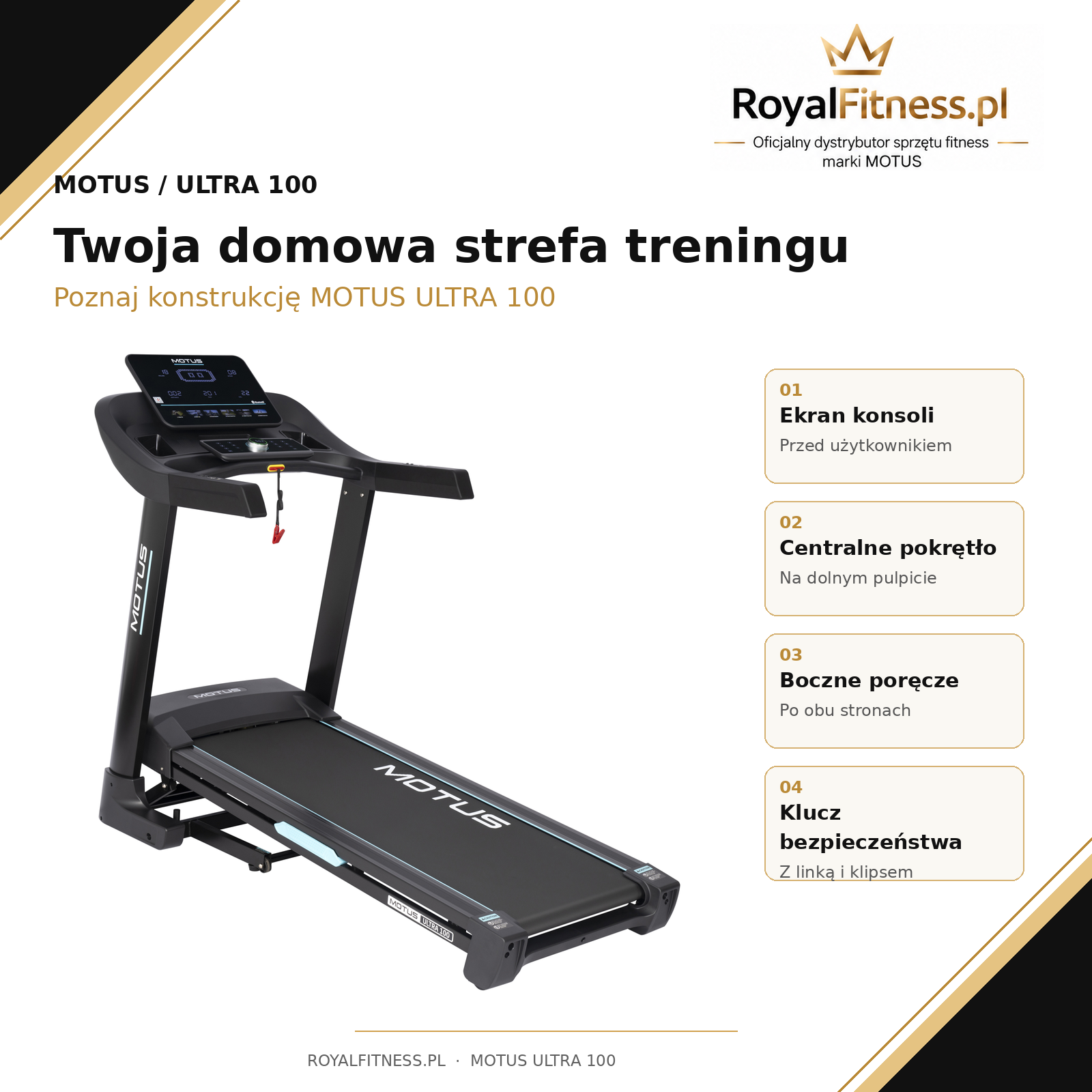 MOTUS ULTRA 100 – Prezentacja modelu | RoyalFitness Bieżnia MOTUS ULTRA 100 — prezentacja modelu