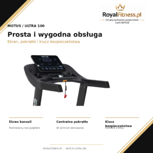 Bieżnia MOTUS ULTRA 100 — konsola i sterowanie