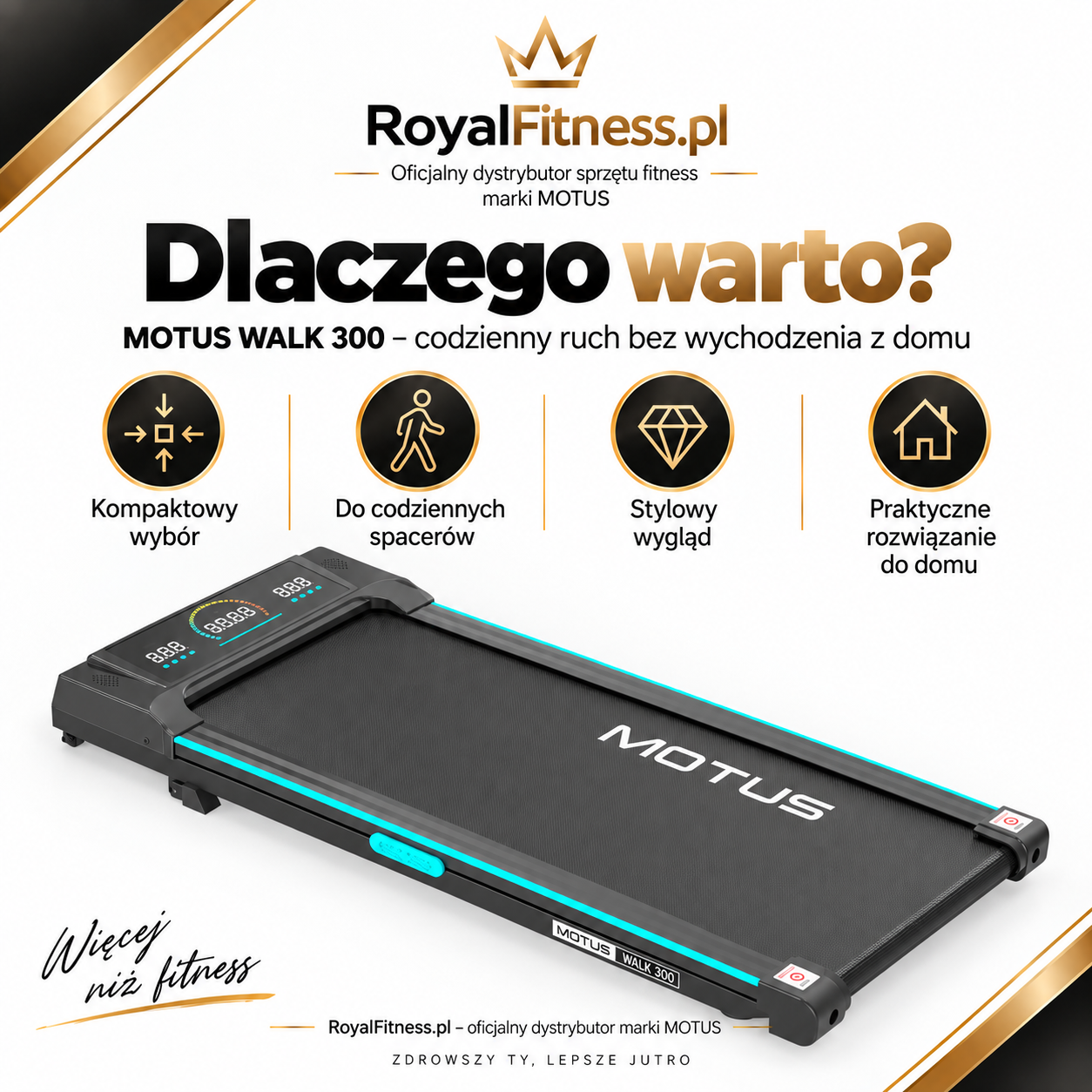 MOTUS WALK 300 – Podsumowanie modelu | RoyalFitness Bieżnia MOTUS WALK 300 — podsumowanie modelu