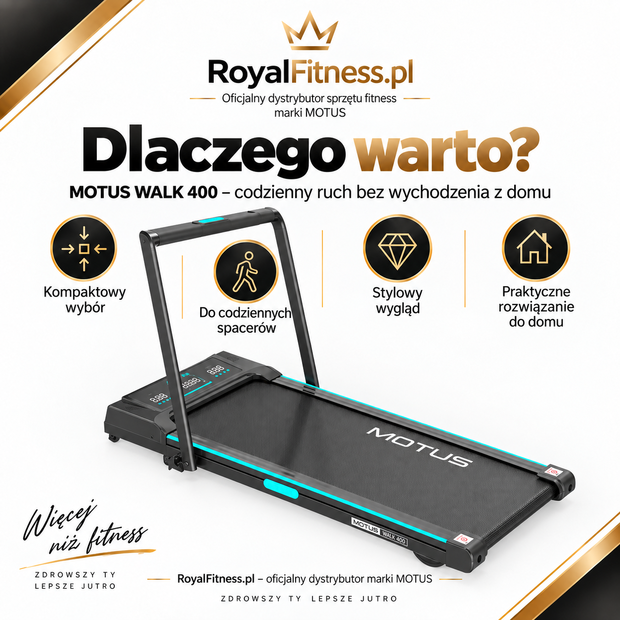 MOTUS WALK 400 – Podsumowanie modelu | RoyalFitness Bieżnia MOTUS WALK 400 — podsumowanie modelu
