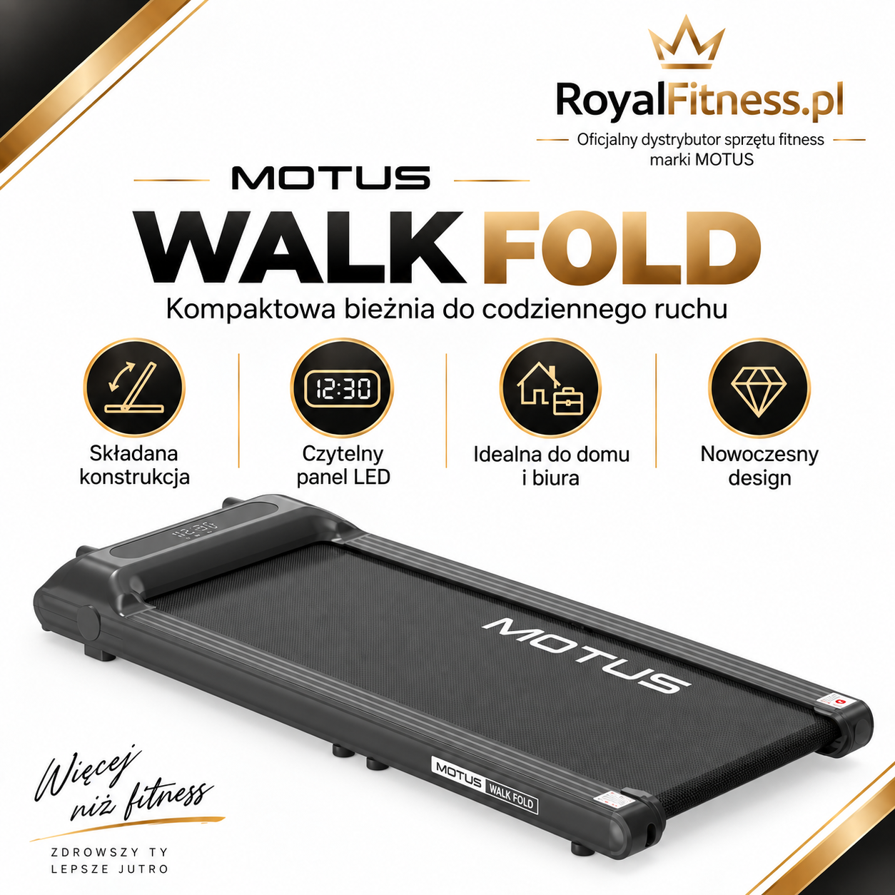 MOTUS WALK FOLD – Prezentacja modelu | RoyalFitness Bieżnia MOTUS WALK FOLD — prezentacja modelu